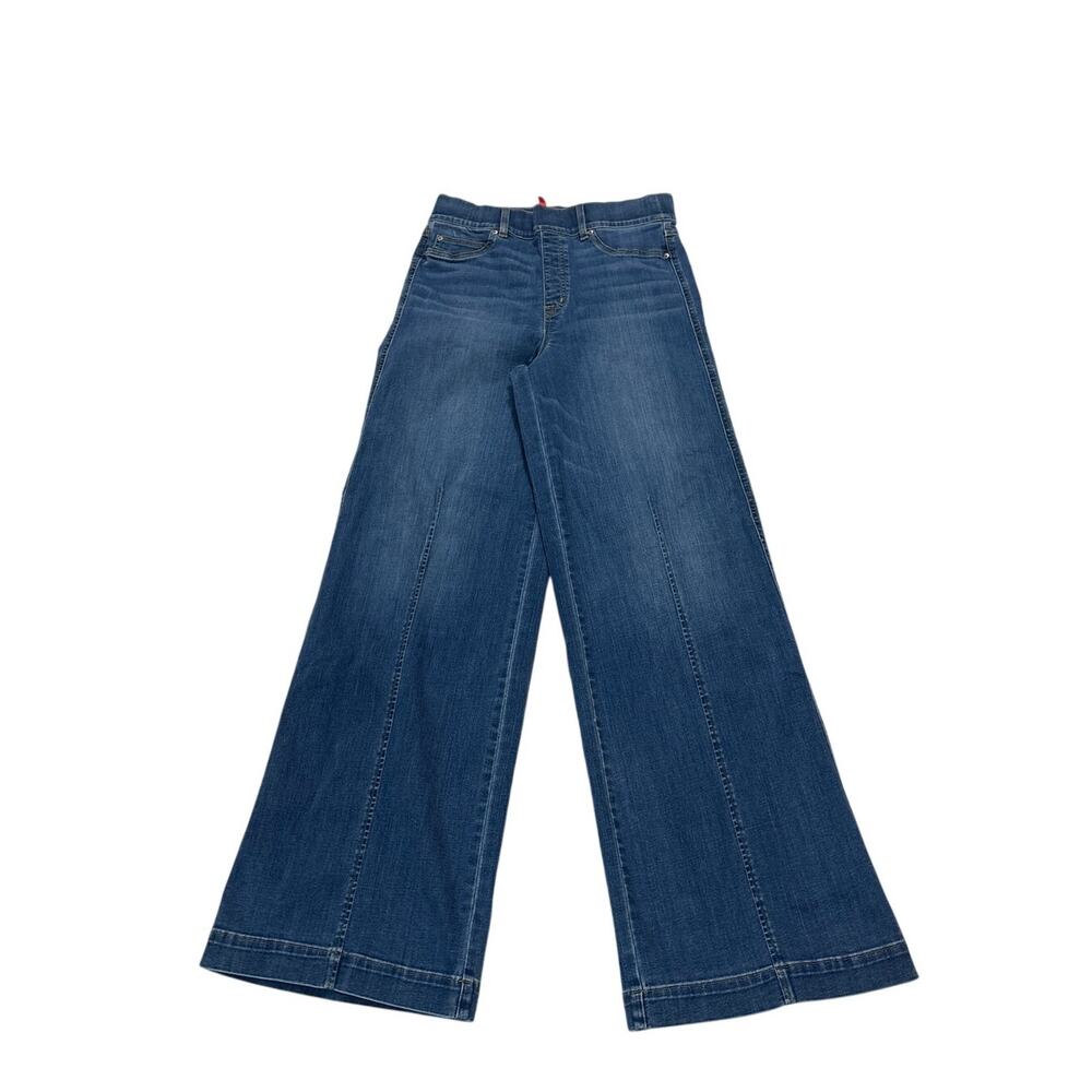 Spanx Women’s Large Tall Seamed Front Wide Leg Jeans Western Festival Denim - Picture 2 of 9